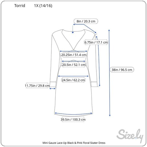 Torrid Mini Gauze Lace-Up Black and Pink Floral Skater Dress 1X Flutter Sleeves - Picture 8 of 8